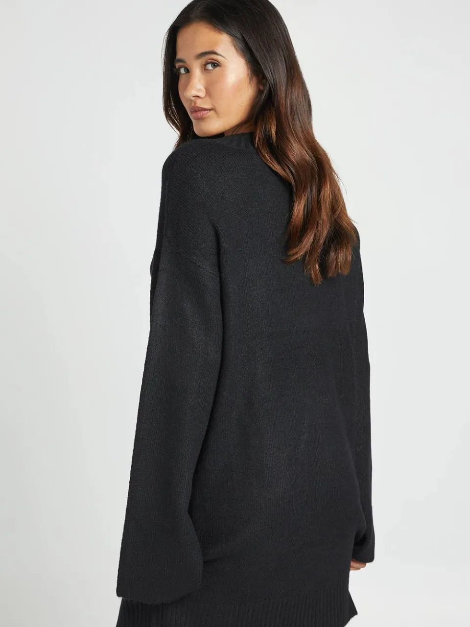 boohoo Dames Super Zachte V-hals Gebreide Mini Jurk zwart, foto 3