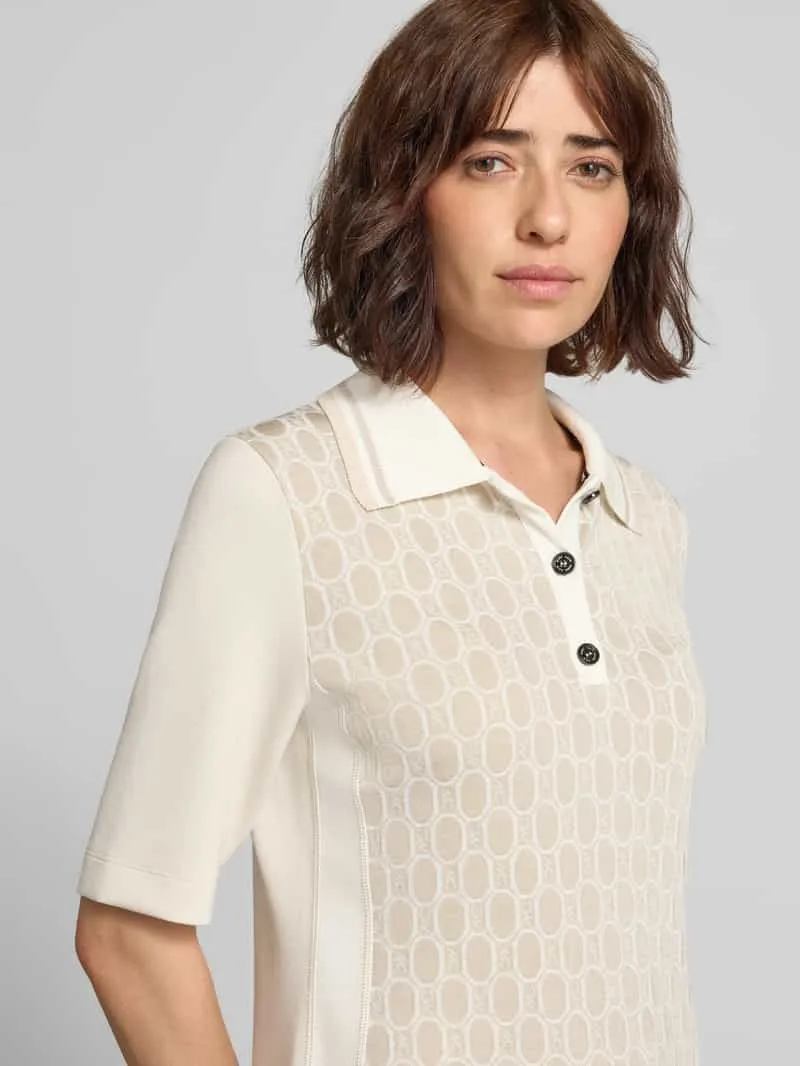 Marc Cain Polojurk in all-over look met knoopsluiting offwhite, foto 5