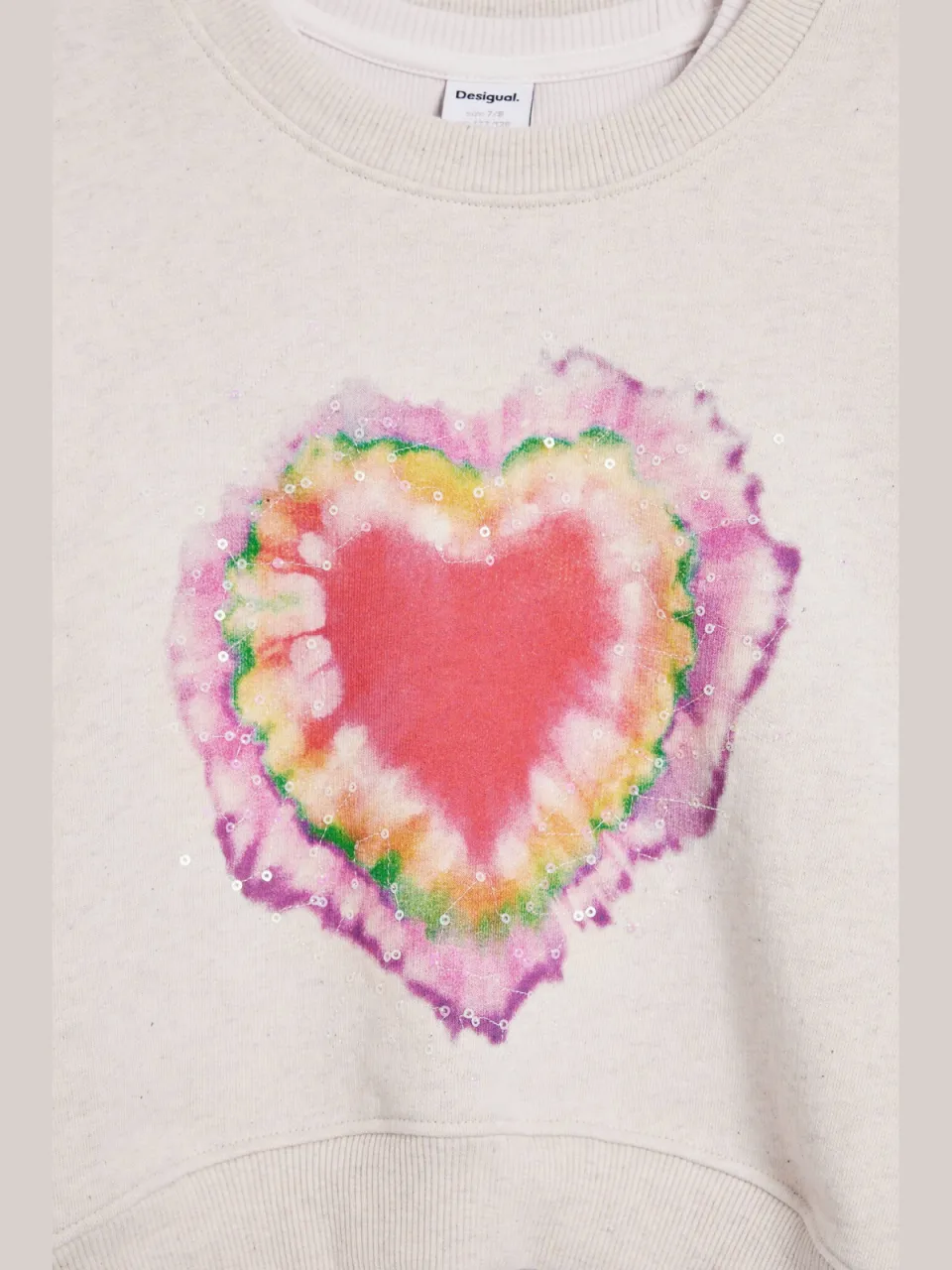Desigual sweatjurk met pailletten ecru, foto 5