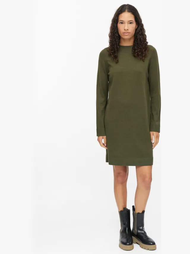 S.Oliver female - Gebreide jurk van een viscose-mix olijfgroen