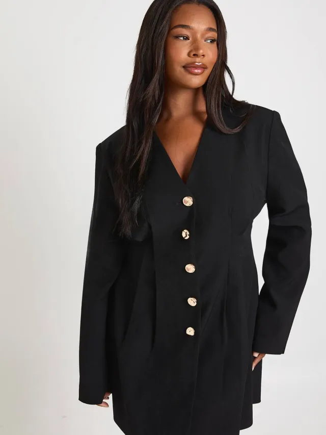boohoo Dames Plus High Neck Kant Satin Gestructureerde Mini Jurk zwart, foto 2