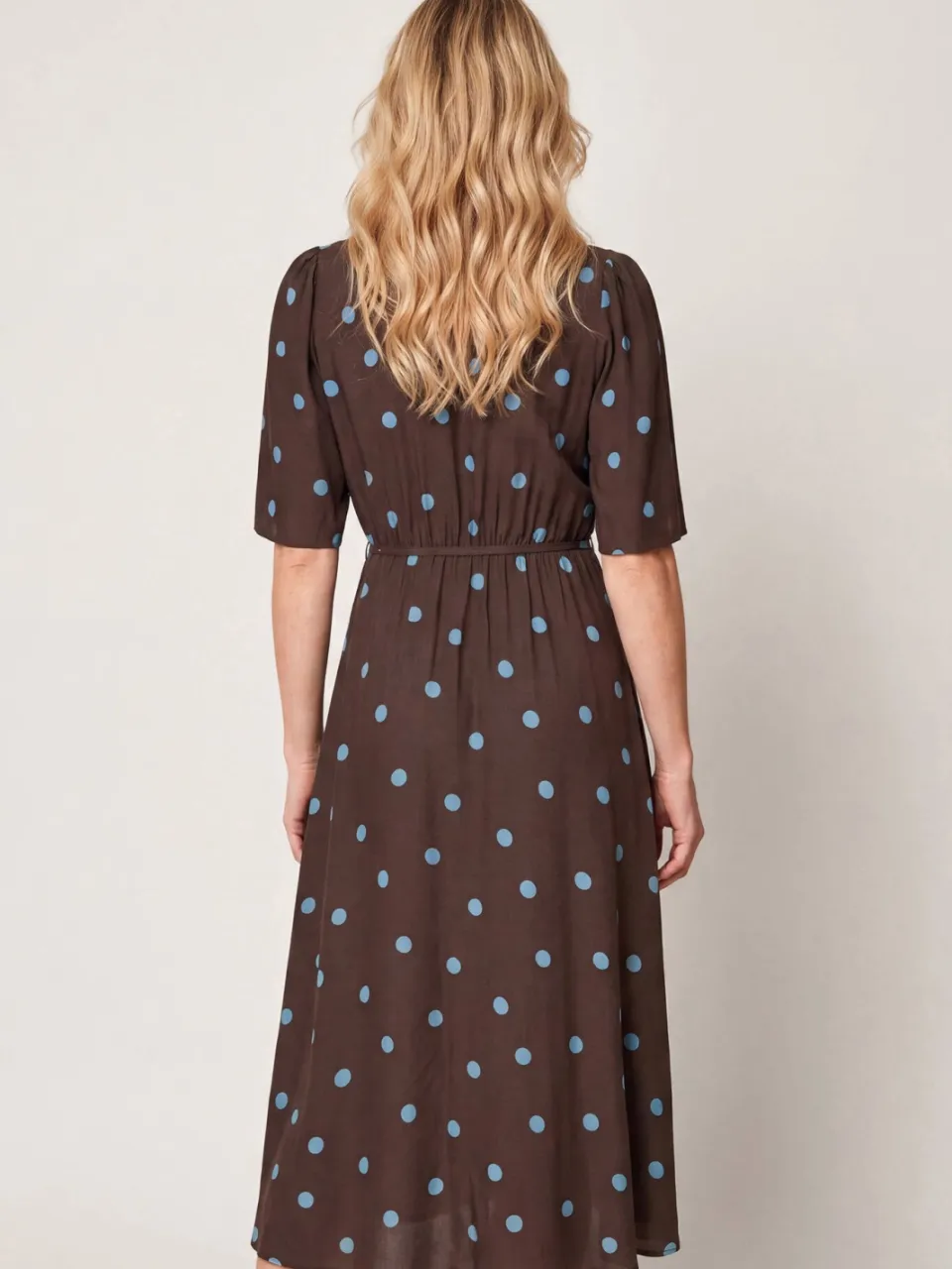 Miss Etam midi jurk met stippen - bruin, foto 3