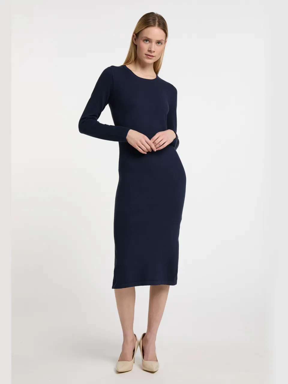 dreimaster Gebreide jurk wais Dames marine Marineblauw