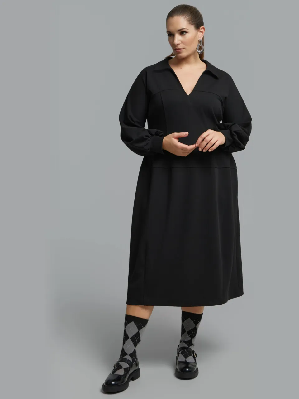 Mat Fashion Plus-lijn midi jurk - zwart, foto 3