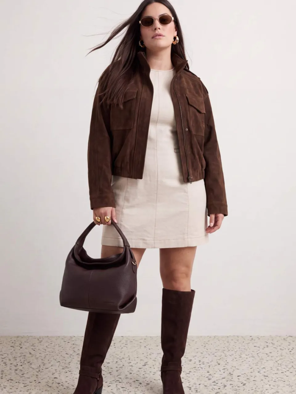 Trendyol Curve Dames Ecru Effen Kort / Mini Mouwloos Recht Grote maten Jurk