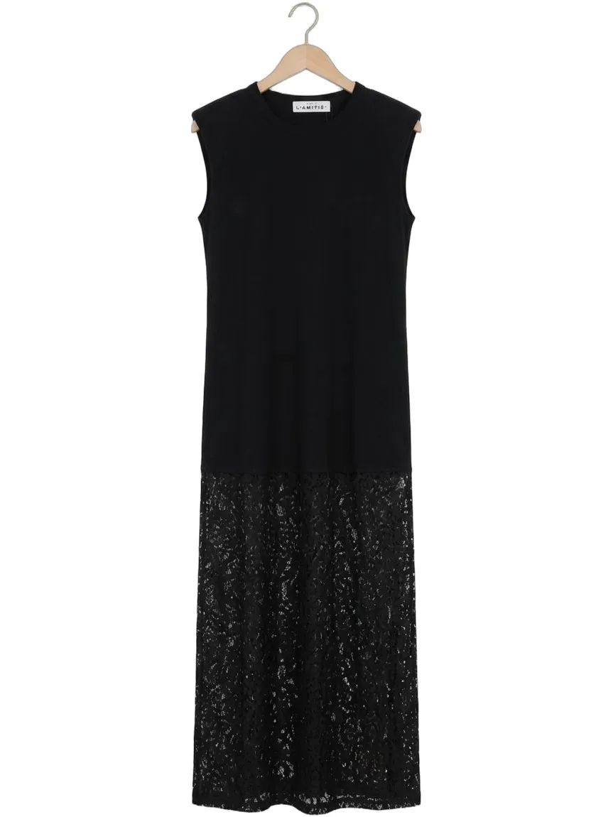 HAUTE L'AMITIÉ Dames Jurken Summer Lace Tee Dress - Zwart, foto 2