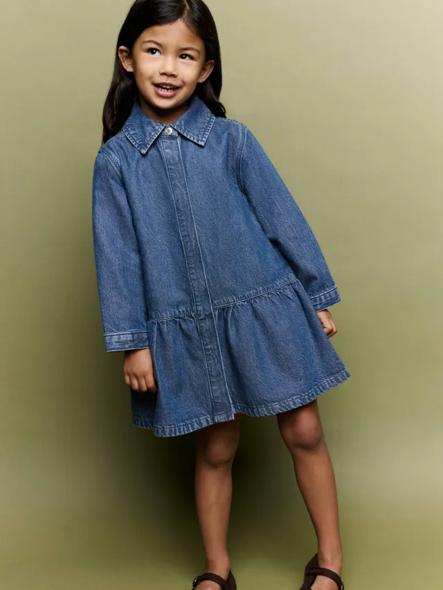 Mango Kids korte A-lijn spijkerjurk - changeant blauw