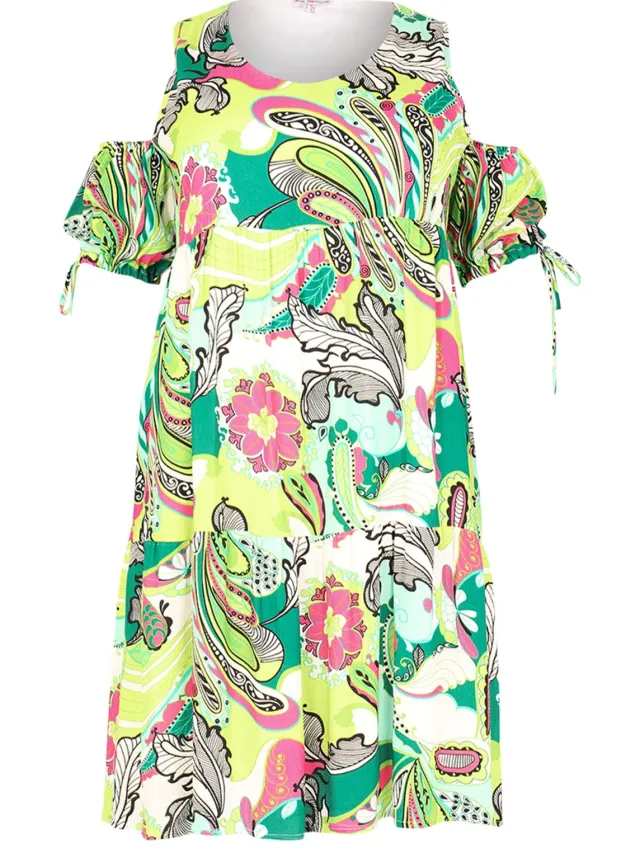 Yoek Jurk off shoulder AMALFI | Groen