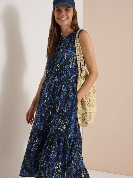 cecil Midi-jurk met split in de hals en print blauw, foto 2