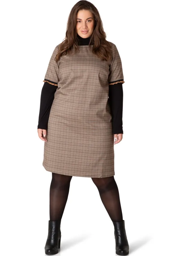 Yesta ruit Jurk Bindy 105CM Camel/Black