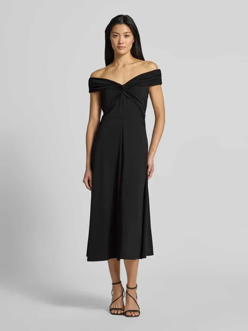 MICHAEL Michael Kors Midi-jurk in off-shoulder-design met stretch Zwart