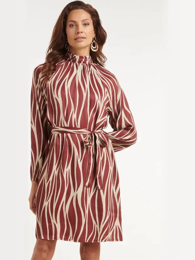 Smashed Lemon mini coljurk met ceintuur en print - rood