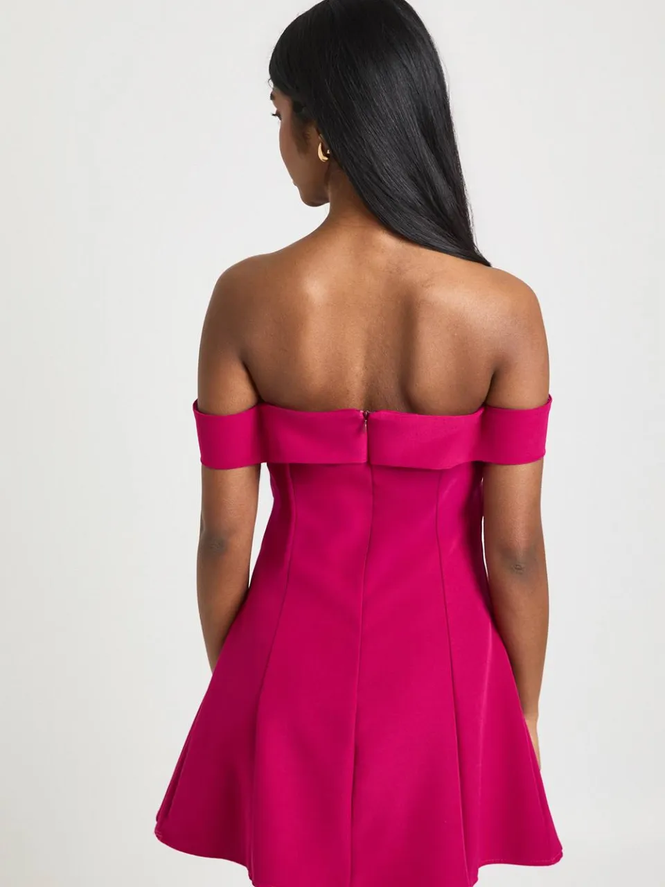boohoo Dames Bardot Gestructureerde Mini Jurk magenta, foto 2