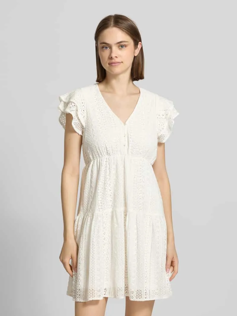 Only Getailleerde blousejurk van katoenmix model 'HELENA' Offwhite