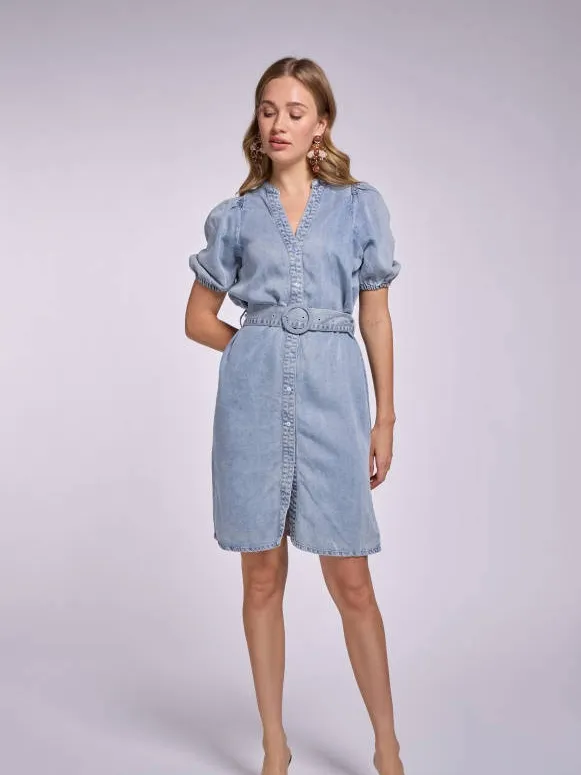 Freebird korte jurk light blue denim