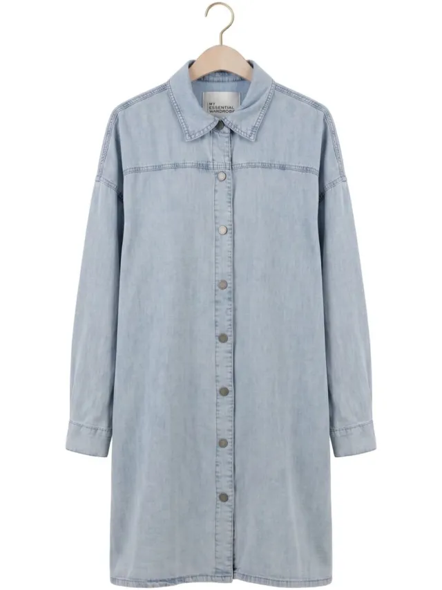 My Essential Wardrobe Mwnelly Os Shirtdress Dames - Jurk - Lichtblauw
