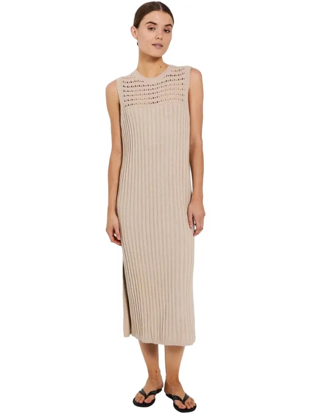 Norr Vrouwen gebreide jurk Norr Crome beige mélange