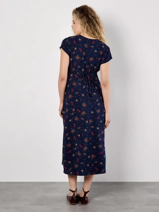 Apricot Floral Heart Midi Dress Marine