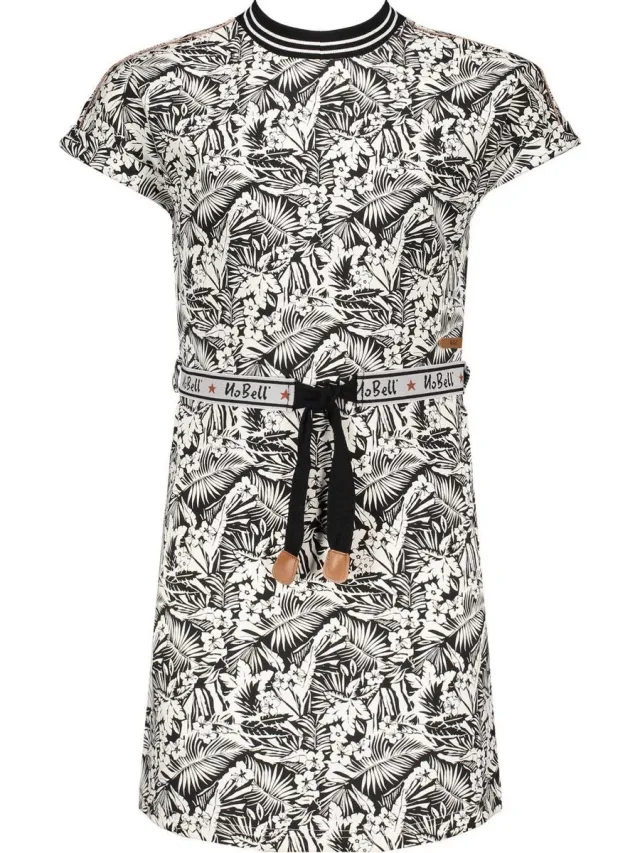 NoBell’ NoBell meiden jurk met riem Manou Jet Black zwart