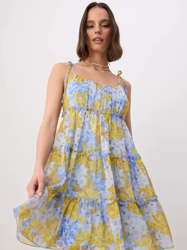 Trendyol TRENDYOLMİLLA Dames Meerkleurig Bloemen Kort / Mini Mouwloos A-lijn Jurken Veelkleurig