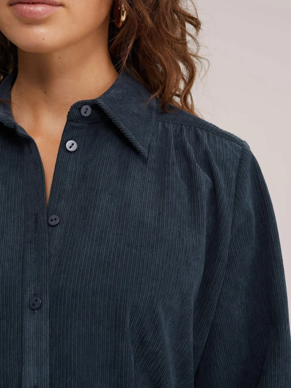 WE Fashion corduroy midi blousejurk met ceintuur - blauw, foto 4