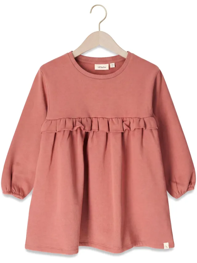 Lil' Atelier Nmfkilano sweatjurk met ruches oudroze