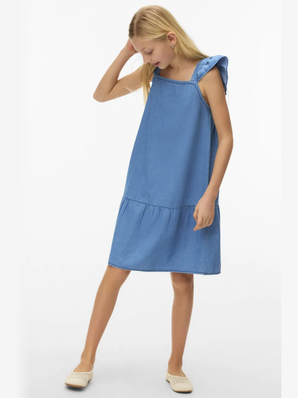 Vero Moda a-lijn jurk light blue denim