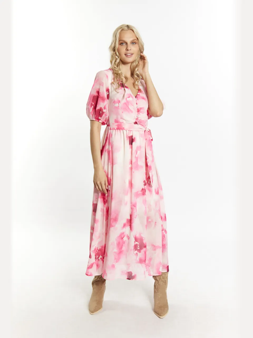 IZIA Jurk Dames Roze Veelkleurig