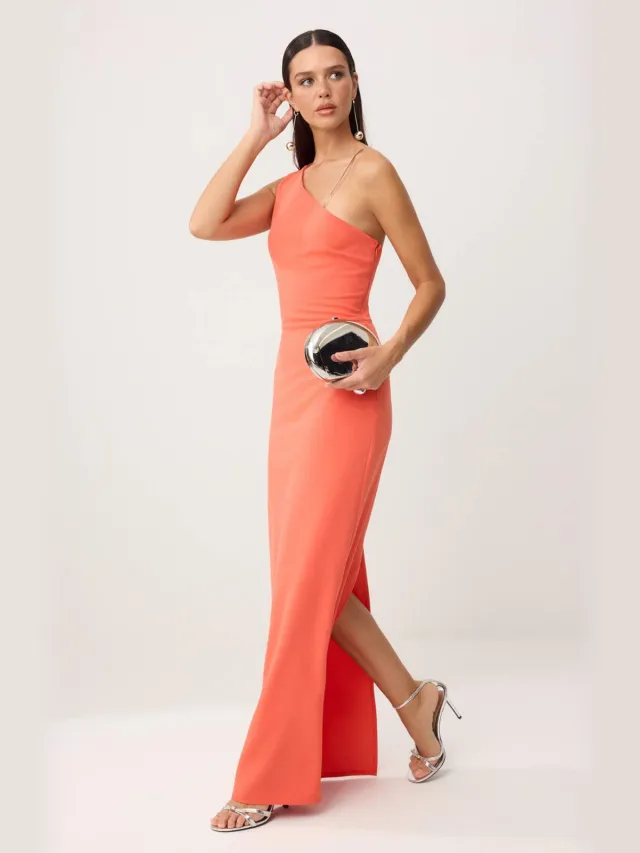 Trendyol TRENDYOLMİLLA Dames Rood Effen Maxi Mouwloos Recht Avond & Gala Jurk