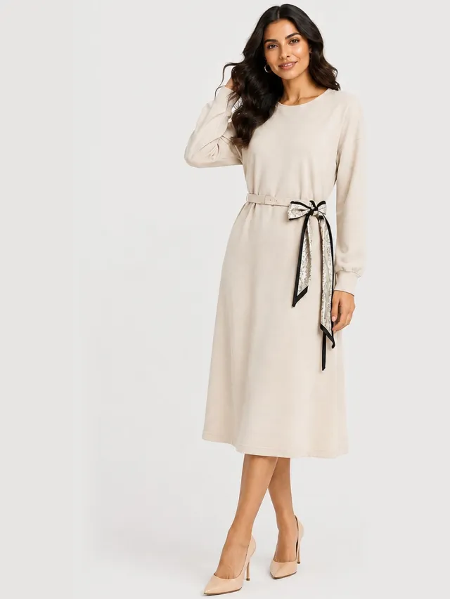 Elara Midikleid Beige