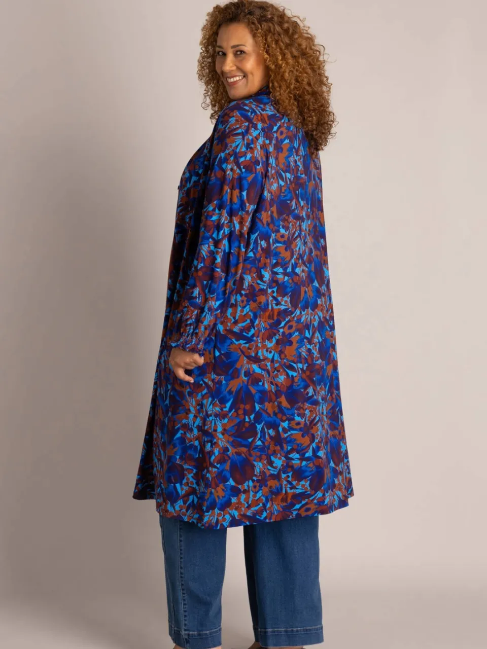 Colletta Plus Size blousejurk met print - blauw/oranje, foto 3