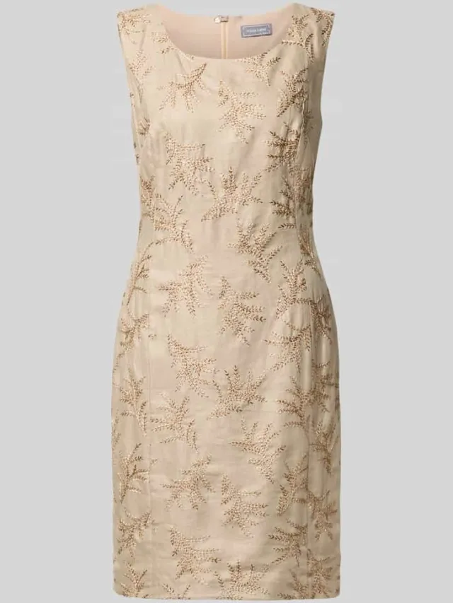 White Label Knie-lange kokerjurk met stitchings cognac, foto 2
