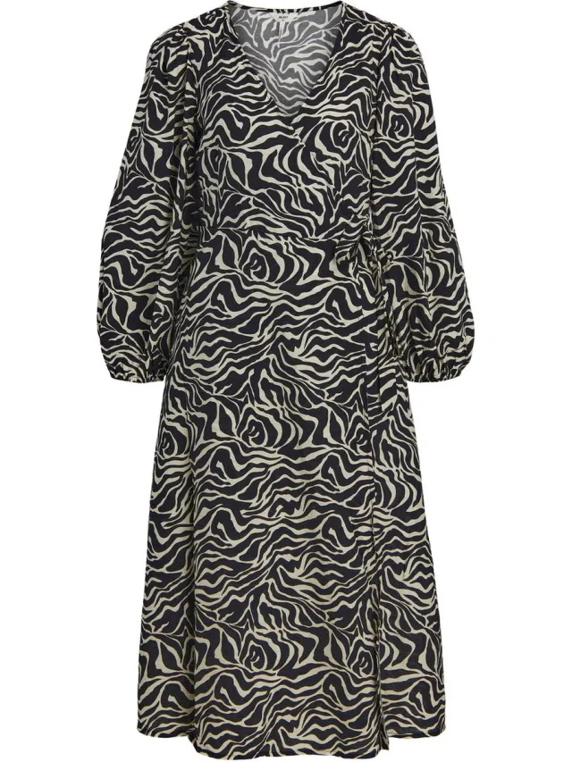 OBJECT COLLECTORS ITEM Object Objleonora L/s Wrap Midi Dress Jurken Dames - Kleedje - Rok - Jurk - Zwart