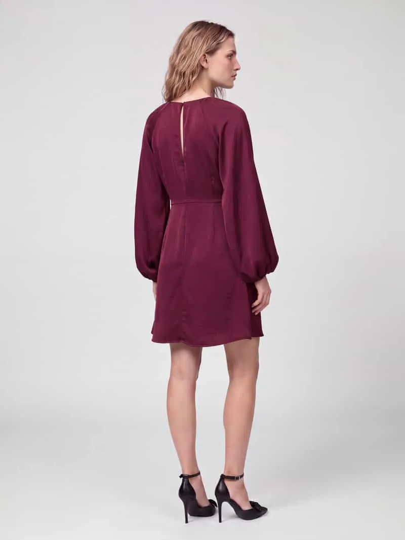 Vero Moda A-lijn vrijetijdsjurk met ronde hals model 'VMMIRO' bordeaux gemêleerd, foto 3