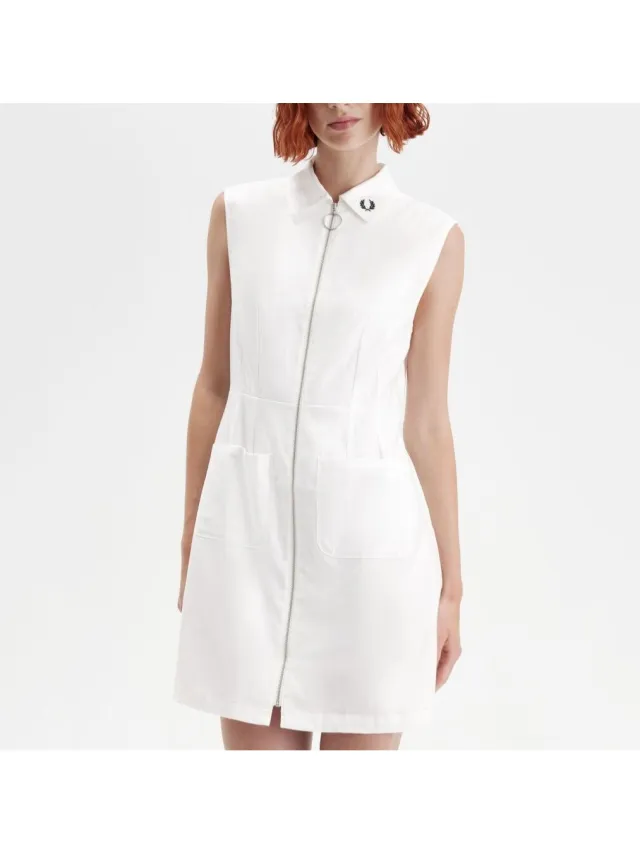 Fred Perry Korte Jurk Fred Perry Zip-through Shirt Dress Wit