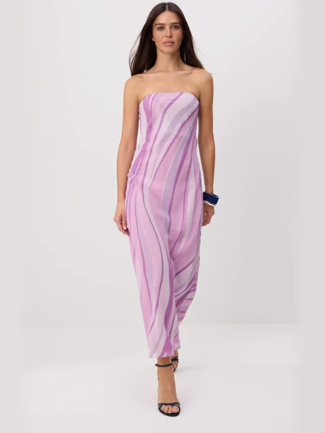 Trendyol TRENDYOLMİLLA Dames Roze Dierenprint Maxi Mouwloos Recht Jurken