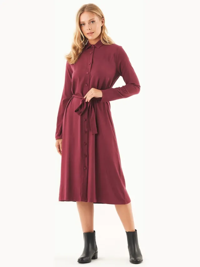 ORGANICATION dames vegan Blousejurk Wine Wijnrood Donkerroze
