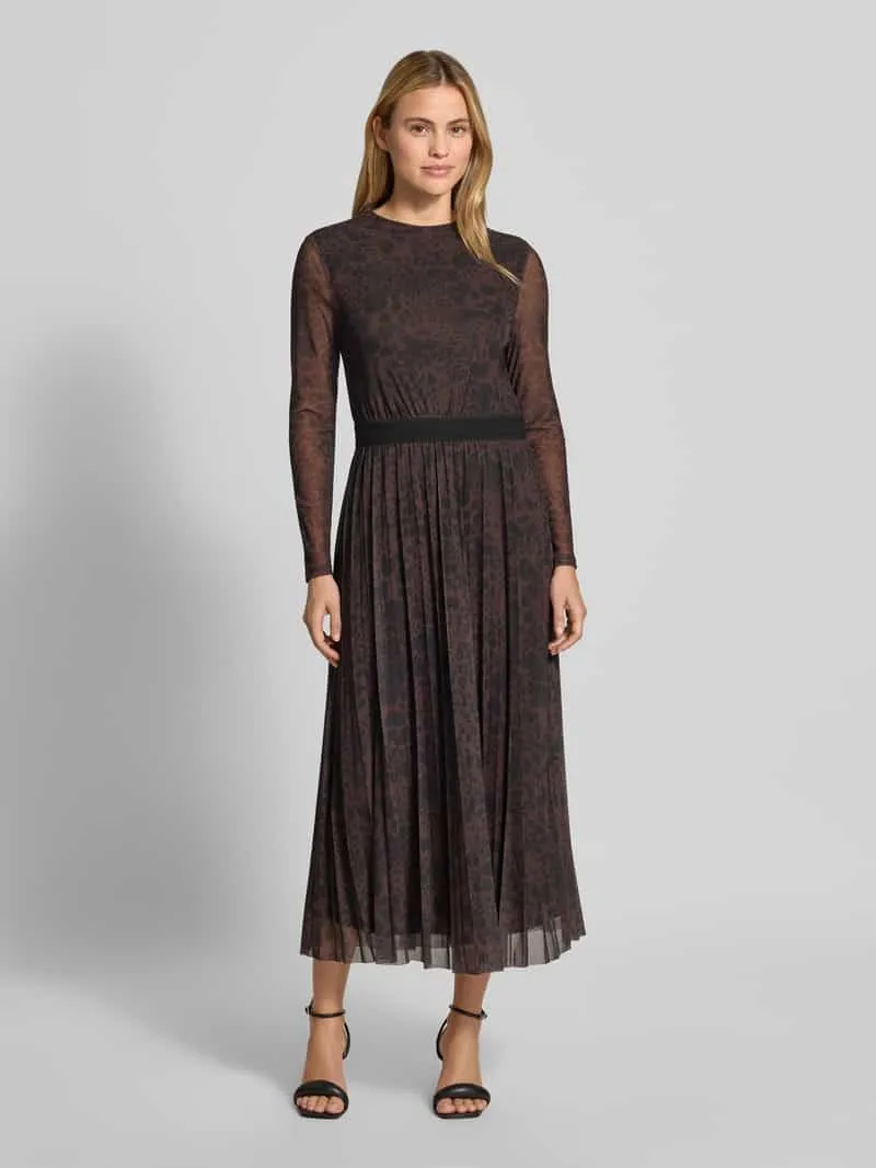 s.Oliver Slim fit vrijetijdsjurk met dierenprint Donkerbruin