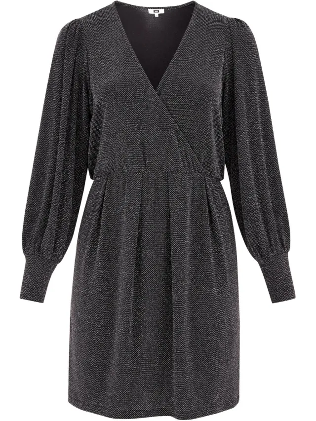 WE Fashion Dames jurk met glittergaren - Curve Black
