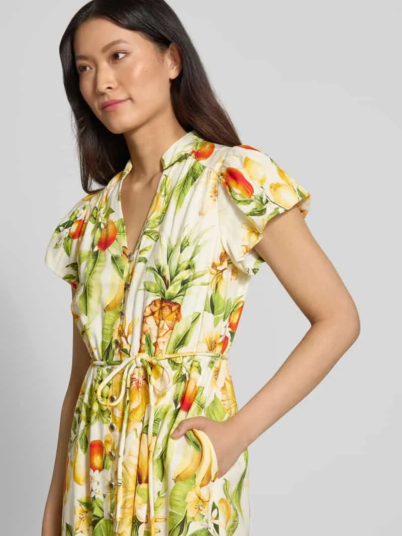 Forever New Avondjurk van mix van linnen en viscose model 'Posie' geel, foto 3