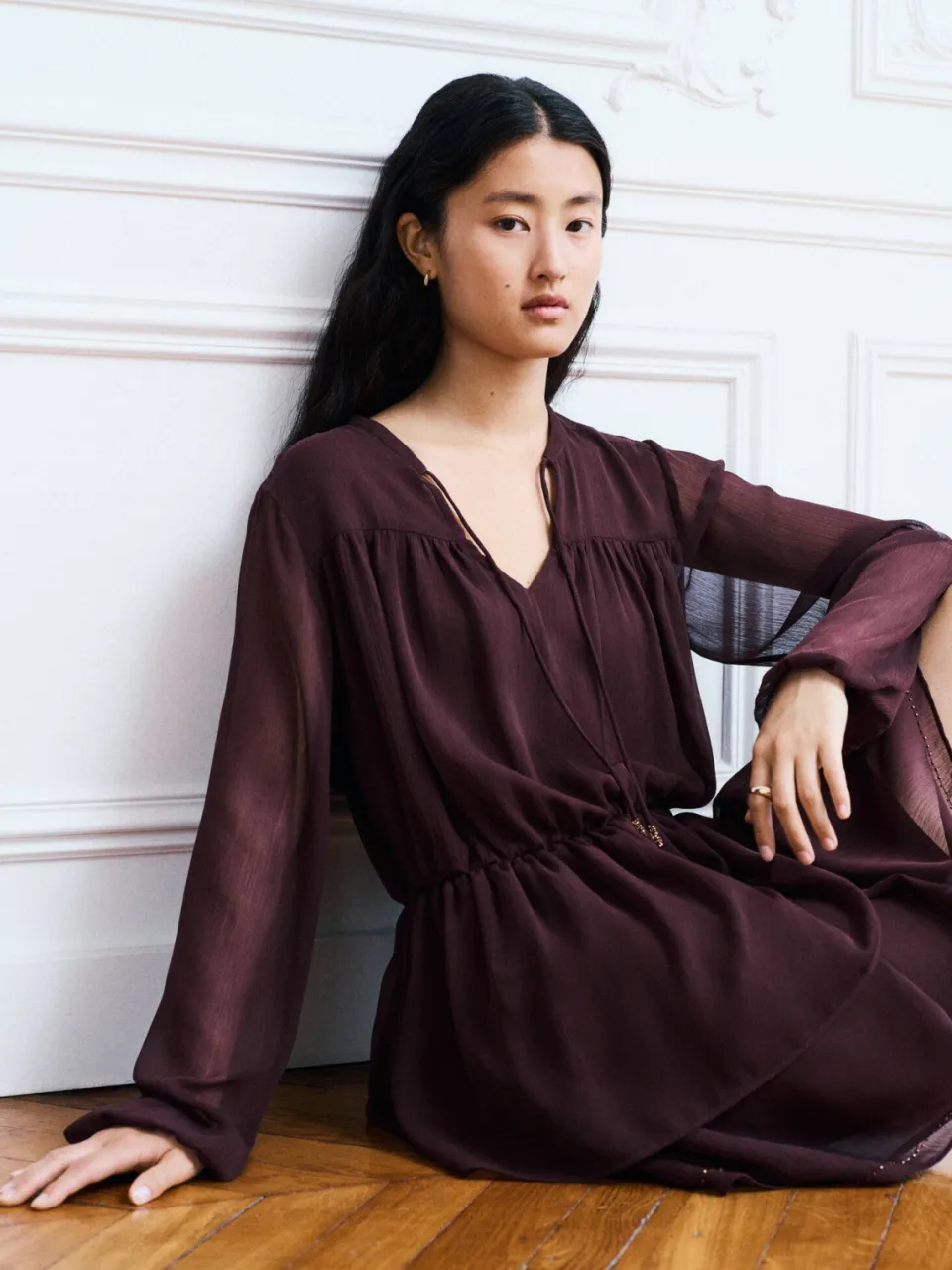 Mango TEEN midi blousejurk met borduursels - paars, foto 3
