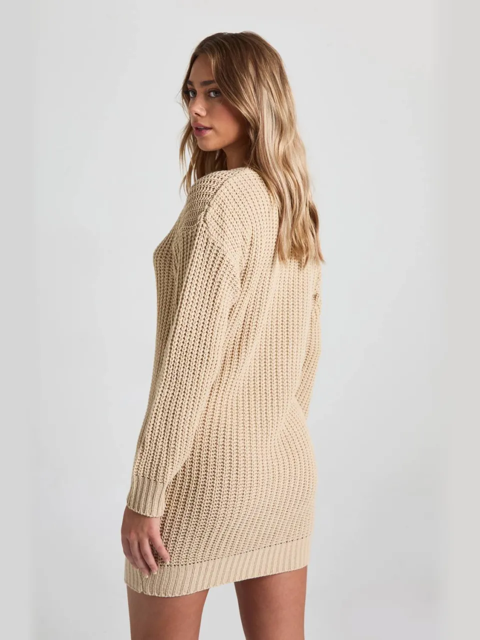 boohoo Dames Crew Neck Mini Jumper Jurk steen, foto 2