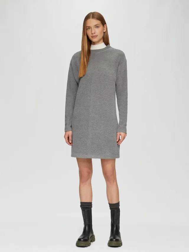 S.Oliver female - Zachte sweaterjurk met decoratieve stiksels grafiet