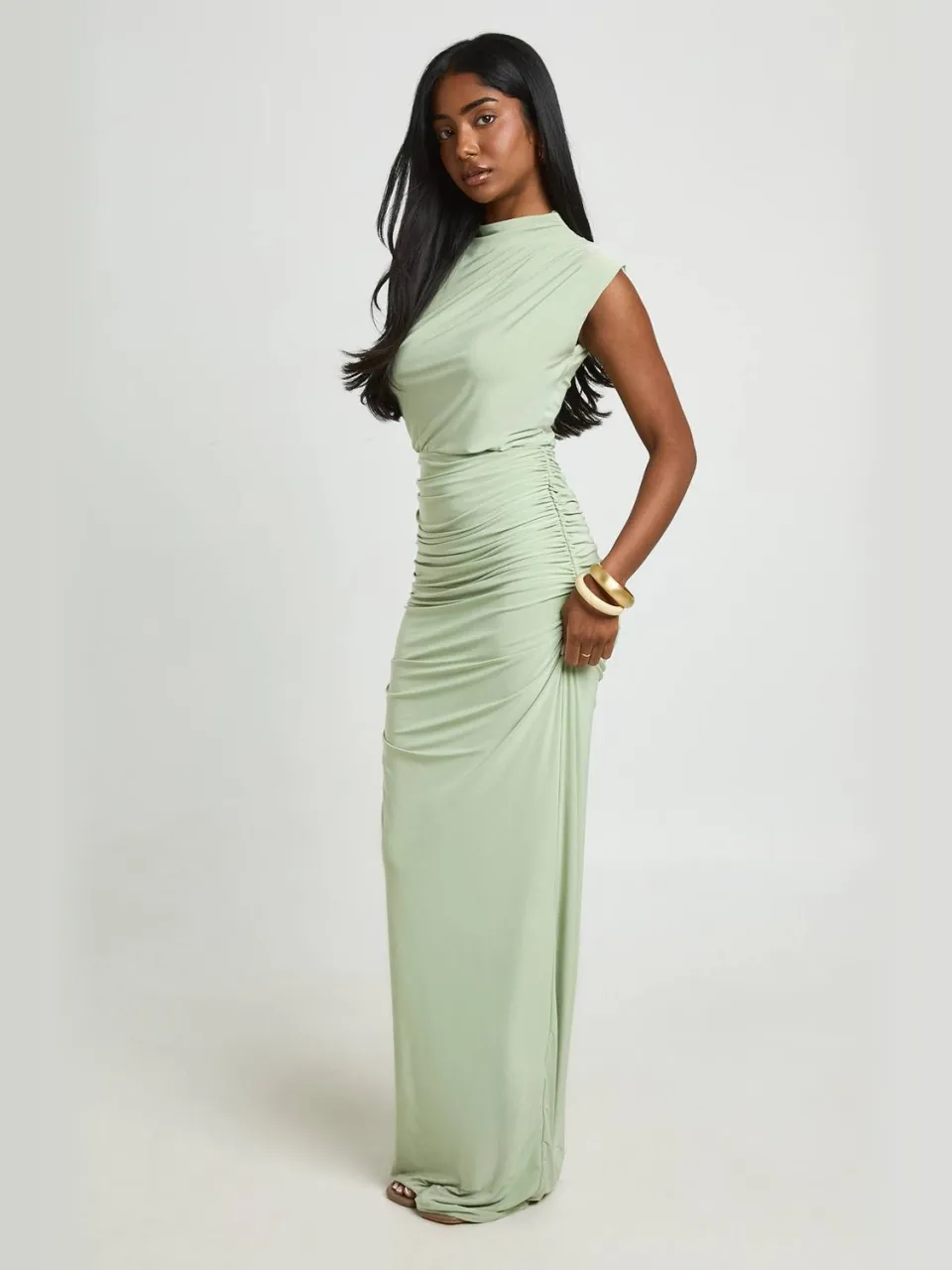 boohoo Dames Maxi Jurk Met Zachte Touch En Gerimpelde Taille verstandig, foto 3