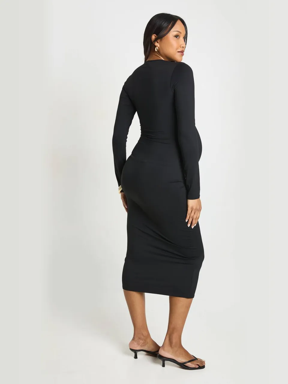 boohoo Dames Zwangerschaps Wikkel Midaxi Jurk Met Strikdetail Aan De Zijkant zwart, foto 2