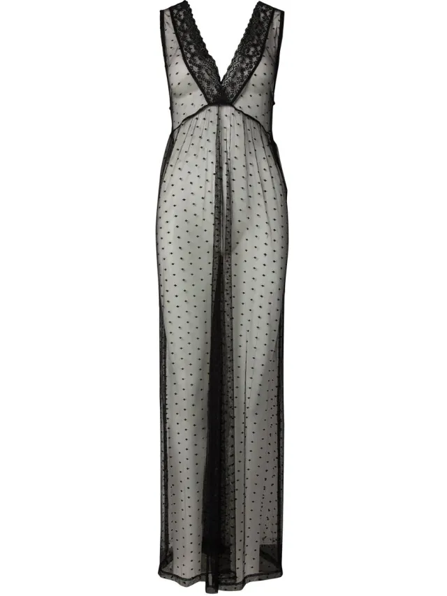 Pieces Maxi jurk PCMILJE KANT Black