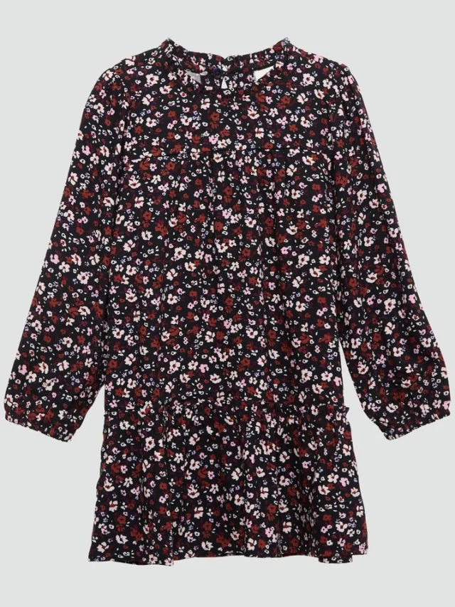 S.Oliver female - Korte A-lijn jurk met een gerimpelde kraag navy