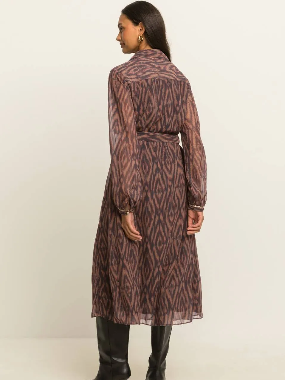 Expresso midi blousejurk - bruin, foto 4