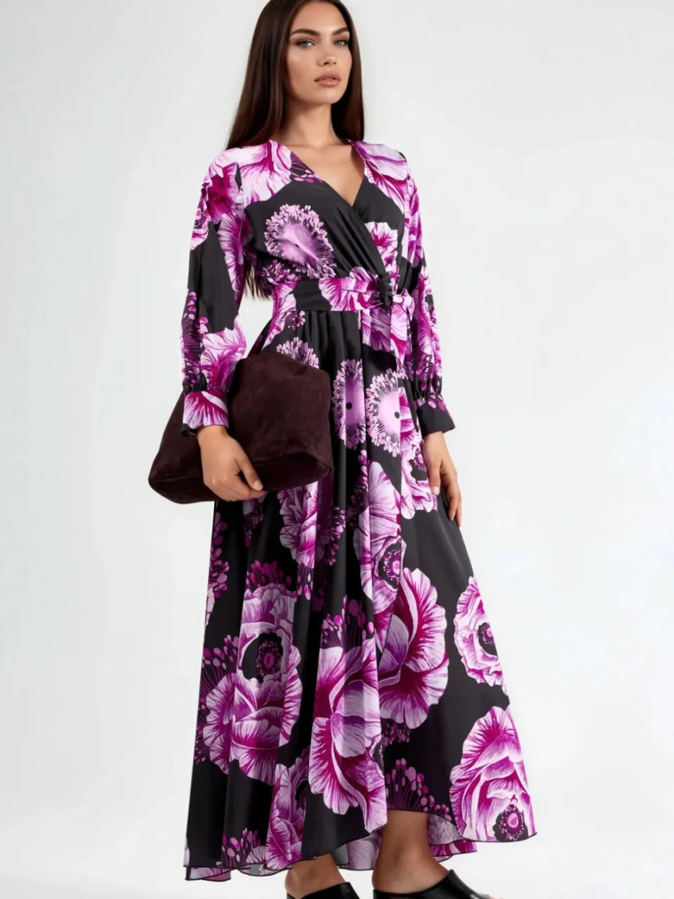 MSN Collection Bloemige Midi-jurk met Strikdetail roze, foto 2