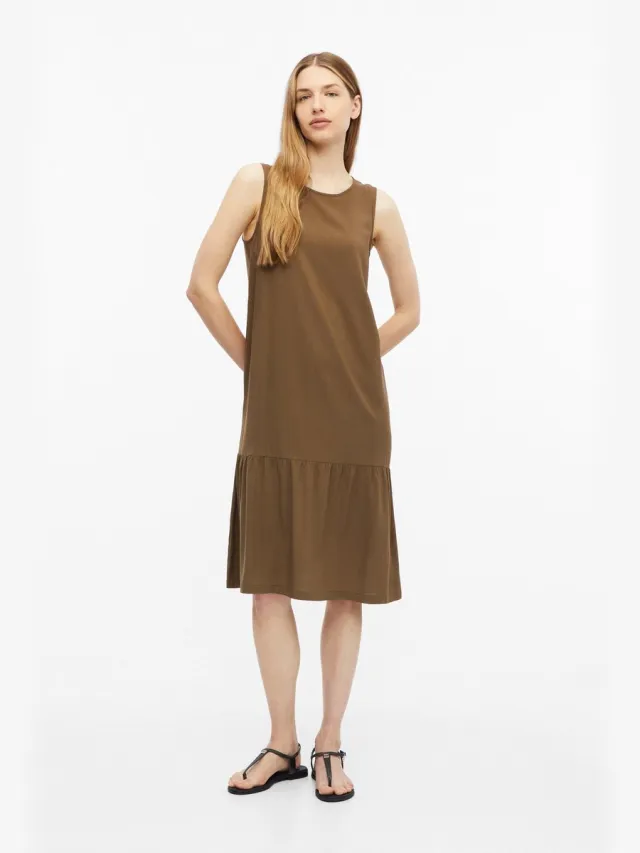 S.Oliver female - Gestreepte jurk van viscose bruin